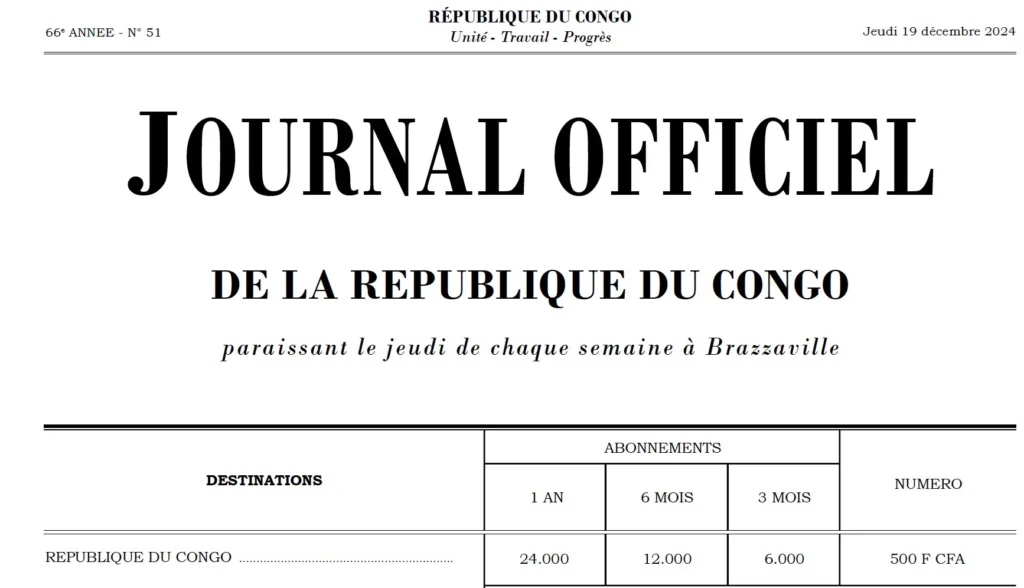 Journal officiel de la République du Congo